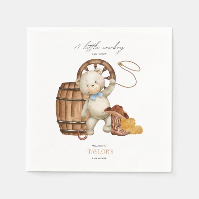 Rustic Western Cowboy Country Baby Shower Boy Napkin (Front)