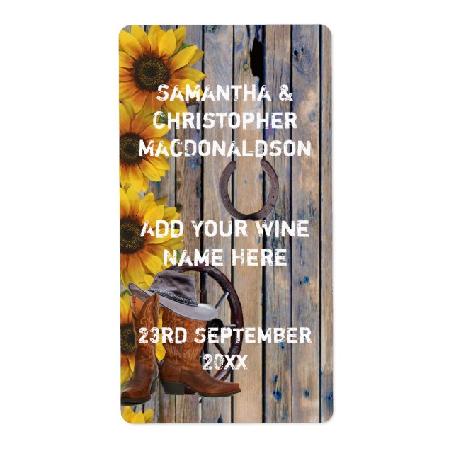 Rustic western cowboy country floral wine (Front)