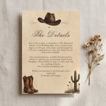 Rustic Western Cowboy Hat Boots Wedding Details