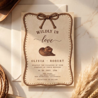 Rustic Western Cowboy Hat Wildly In Love Wedding Invitation
