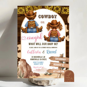 Rustic Western Cowboy or Cowgirl Gender Reveal Inv Invitation