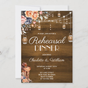 Rustic Western Cowboy Rehearsal Dinner Invitation
