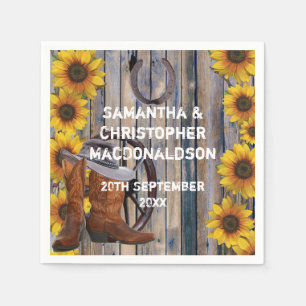 Rustic western cowboy theme country floral wedding napkin