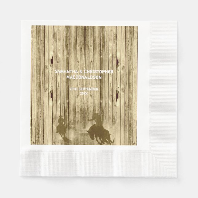 Rustic western cowboy wild west theme wedding napkin (Front)