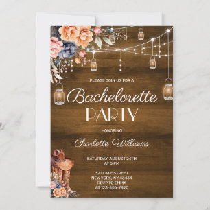 Rustic Western Cowgirl Bachelorette Party Invitation
