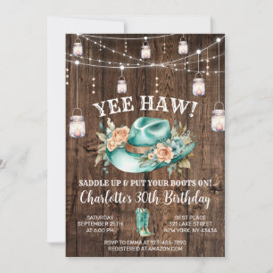Rustic Western Cowgirl Birthday Party Invitation