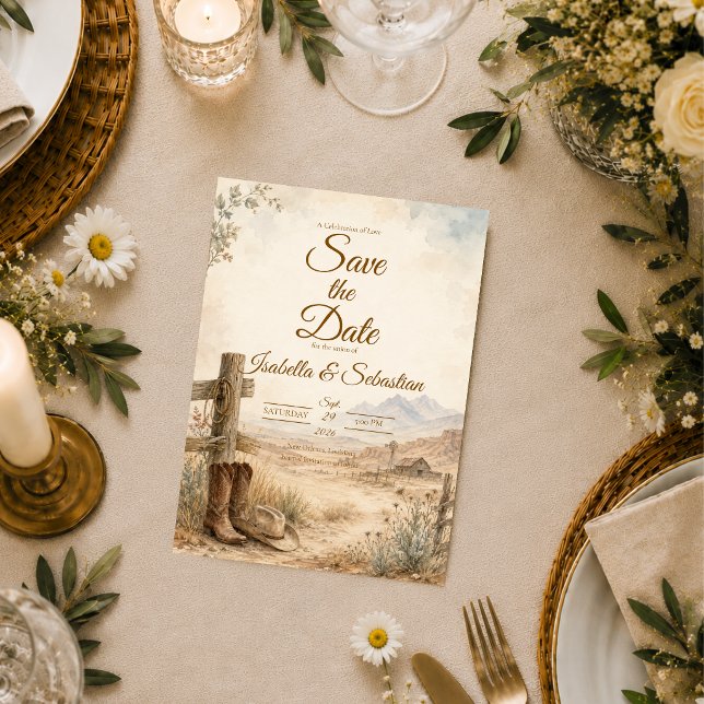 Rustic Western Desert Wedding Save The Date (Creator Uploaded)