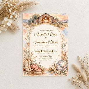 Rustic Western Disco Wedding Invitation