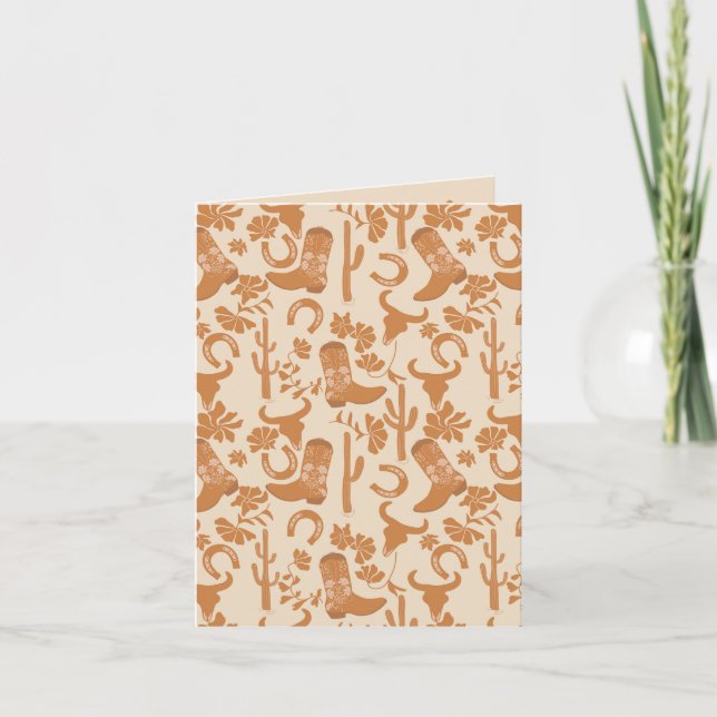 Rustic Western Earth Tone Country Cowboy Boots Card (Front)