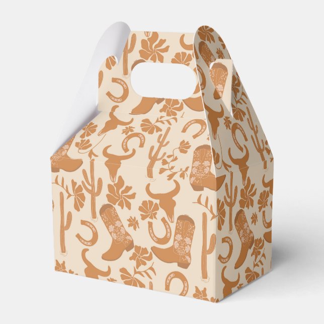 Rustic Western Earth Tone Country Cowboy Boots Favor Box (Front Side)