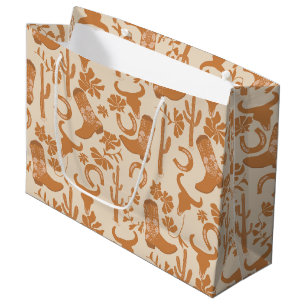 Rustic Western Earth Tone Country Cowboy Boots Large Gift Bag