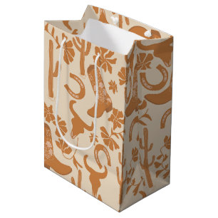 Rustic Western Earth Tone Country Cowboy Boots Medium Gift Bag