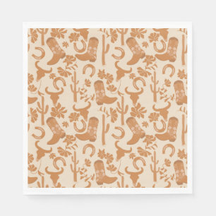 Rustic Western Earth Tone Country Cowboy Boots Napkin