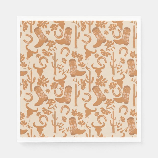 Rustic Western Earth Tone Country Cowboy Boots Napkin (Front)