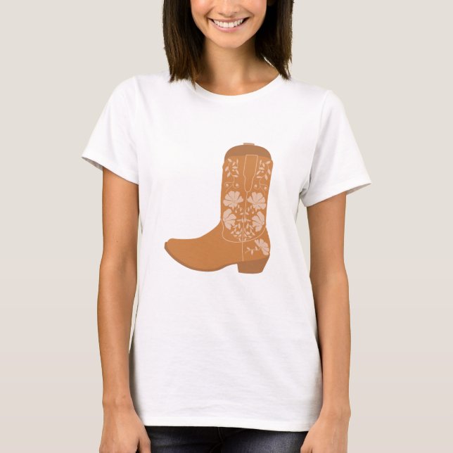 Rustic Western Earth Tone Country Cowboy Boots T-Shirt (Front)