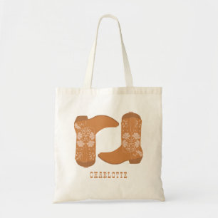 Rustic Western Earth Tone Country Cowboy Boots Tote Bag
