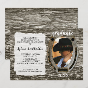 Rustic Western Grad Party Invitation with photo