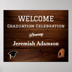 Rustic Western Graduation Party Welcome Poster