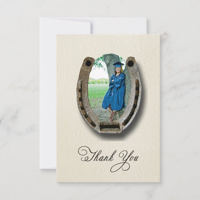 Rustic Western Graduation Thank You card (Front)
