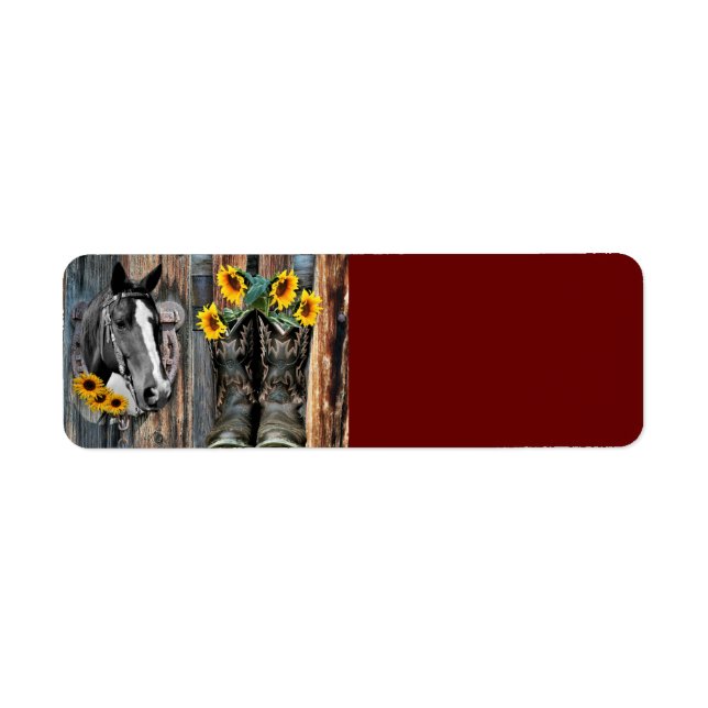 Rustic Western Horse Cowboy boots Sunflowers (Front)