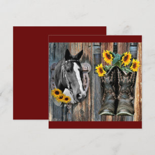 Rustic Western Horse Cowboy boots Sunflowers Invitation