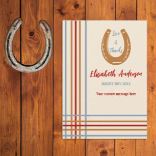 Rustic Western Horseshoe Baby Shower Thank You Card
