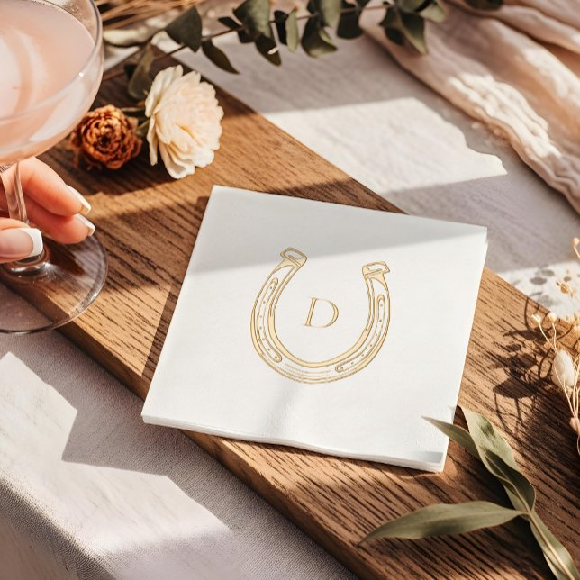 Rustic Western Horseshoe Custom Monogram Mariage (Rustic Western Horseshoe Custom Monogram Wedding Foil Napkins)