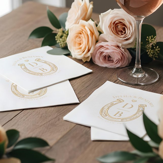 Rustic Western Horseshoe Love Monogram Wedding (Rustic Western Horseshoe Love Monogram Wedding Foil Napkins)