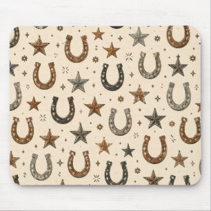 Rustic Western Horseshoes & Stars Cowboy Ranch Pat Mouse Pad