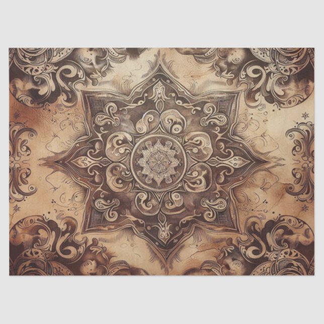 Rustic Western Mandala on Cowhide 1 Tissue Paper (Front)