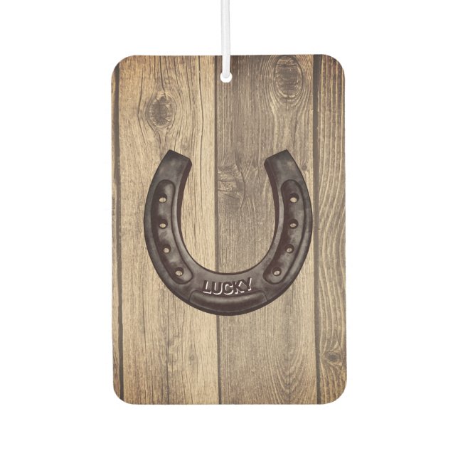 Rustic Western Personalized Lucky Horseshoe Air Freshener (Front)