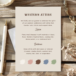 Rustic Western Ranch Wedding Attire Enclosure Card