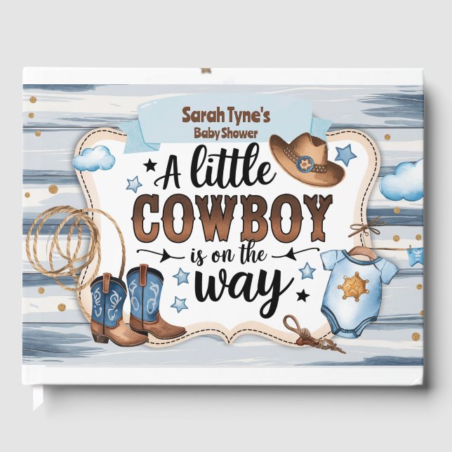 Rustic Western Rodeo Boys Baby Shower  Guest Book (Front)