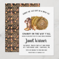 Rustic Western Rodeo Cowboy Baby Shower Invitation