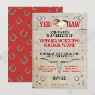 Rustic Western Rodeo Cowboy Wedding Invitation