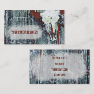 Rustic Western Rust Brown Gray Texture Bull Skull Business Card