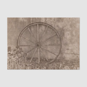 Rustic Western Sepia Tone Country Wagon Wheel Tissue Paper
