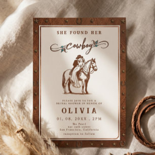 Rustic Western She Found Her Cowboy Bridal shower Invitation