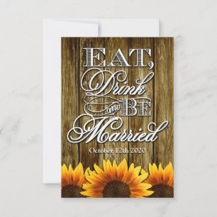 Rustic Western Sunflower Wedding RSVP Cards