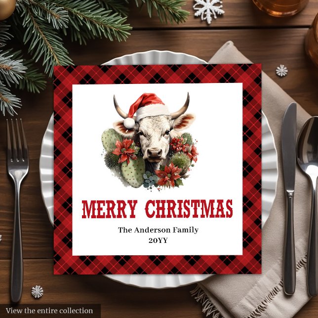 Rustic Western Tartan Christmas Party Napkins (Rustic Western Tartan Christmas Party Napkins)