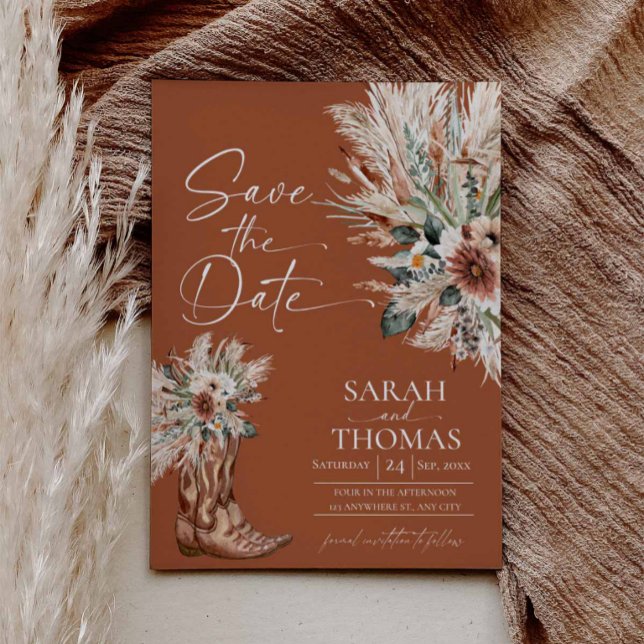 Rustic Western Terracotta Save the Date with Photo (Rustic Western Terracotta Save the Date with Photo)