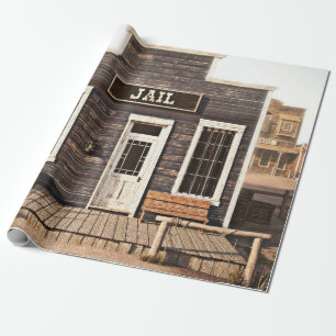 Rustic western town jail. 3d ing. Part of a wester Wrapping Paper