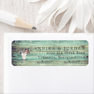 Rustic Western Turquoise Wood Deer Adresse du crân