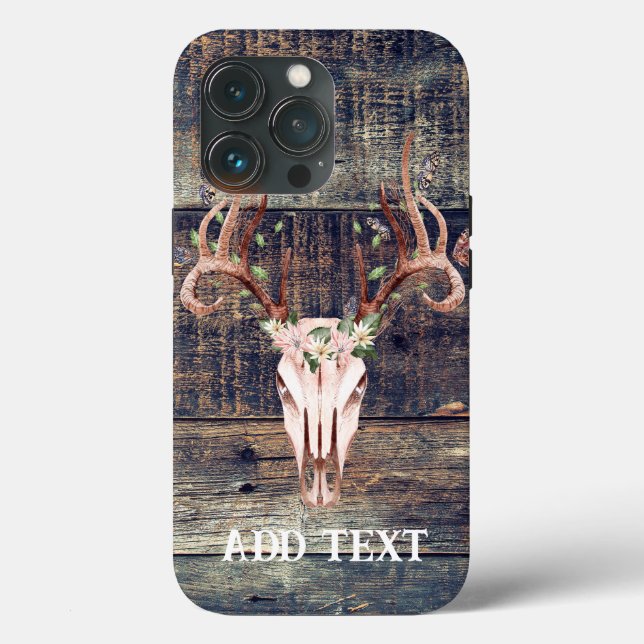 Rustic Western Turquoise Wood Deer Skull  Case-Mate iPhone Case (Back)