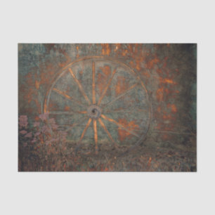 Rustic Western Vintage Fall Orange Wagon Wheel Tissue Paper