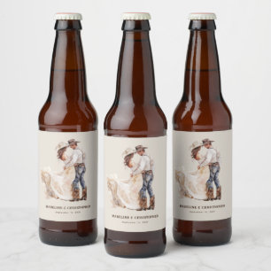 Rustic Western Wedding Beer Bottle Label