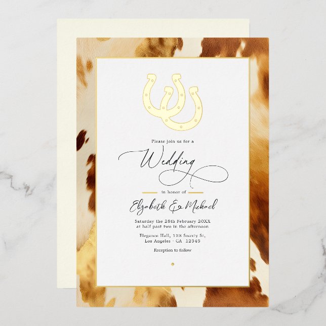 Rustic Western Wedding Cowhide (Front/Back)