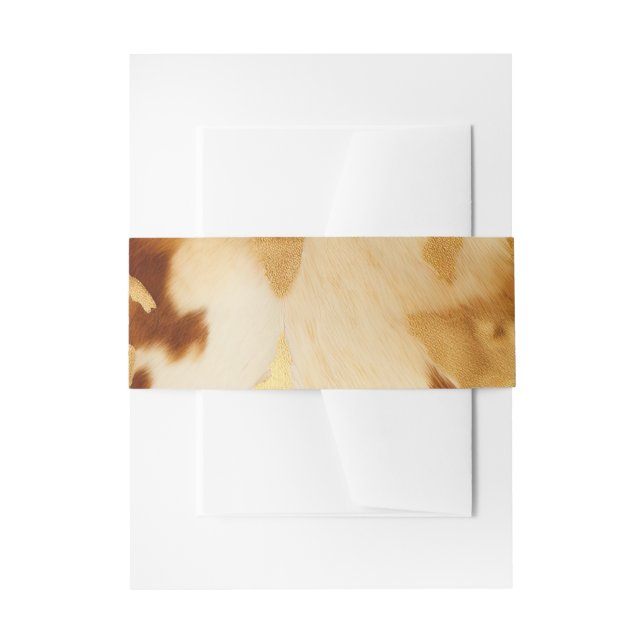 Rustic Western Wedding Cowhide Invitation Belly Band (Front Example)