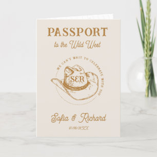 Rustic Western Wedding Destination Passport Invitation