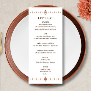 Rustic Western Wedding Menu